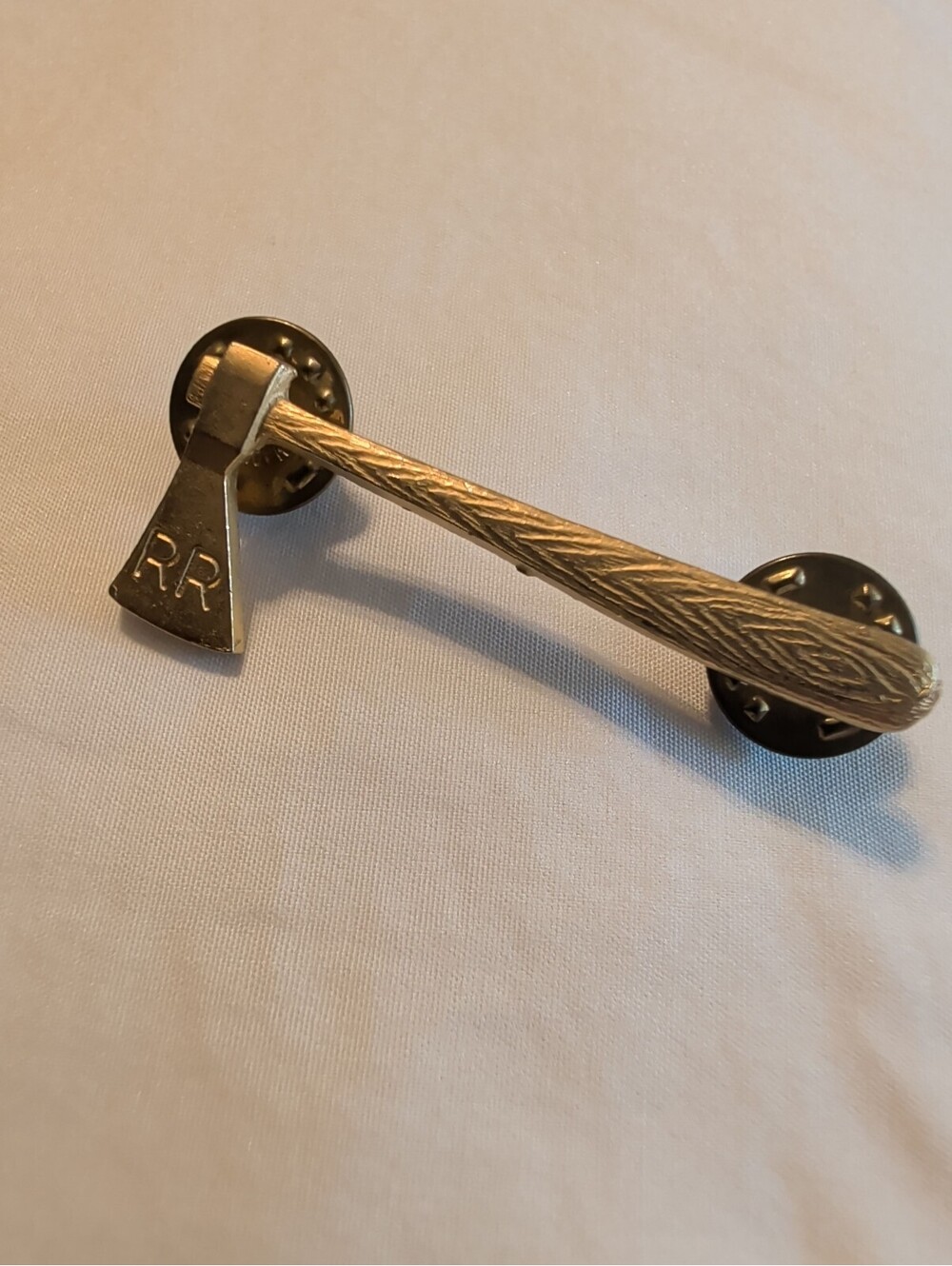 Vintage lumberjack swank Tie Clip Wood Grain Design and 'RR'